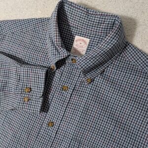 NEW! Brooks Brothers Button Down Shirt Mens Md Blue Check Wool Blend L/S FLANNEL